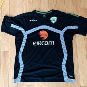 Ireland Unbro Black Eircom Soccer Jersey XL